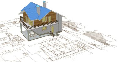 ev mimarisi projesi çizimi 3d illüstrasyon