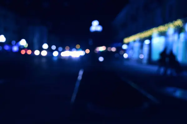 夜の街ライトブルーの背景 — ストック写真