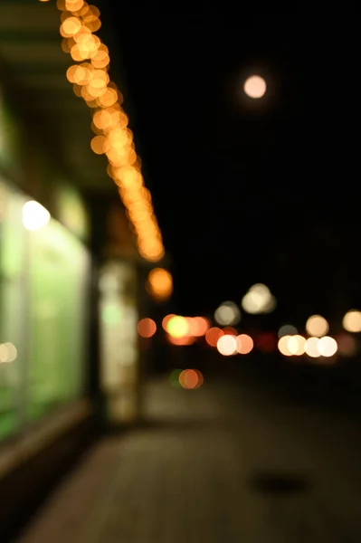 Wieczorne Miasto Światło Rozmyte Tło — Zdjęcie stockowe