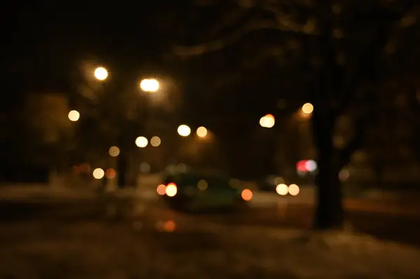 Akşam Şehir Işığı Arka Planı Bulanık — Stok fotoğraf
