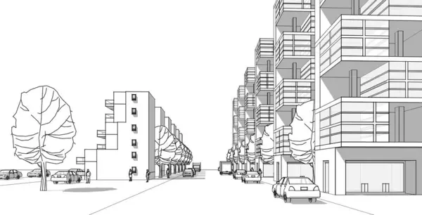 Stad Abstrakt Modulär Arkitektur Rendering — Stockfoto