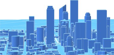 Soyut kentsel manzara kenti 3D illüstrasyon