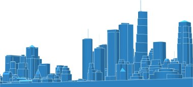 Soyut kentsel manzara kenti 3D illüstrasyon