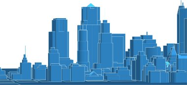 Soyut kentsel manzara kenti 3D illüstrasyon