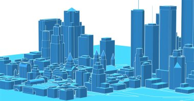 Soyut kentsel manzara kenti 3D illüstrasyon