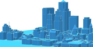 Soyut kentsel manzara kenti 3D illüstrasyon