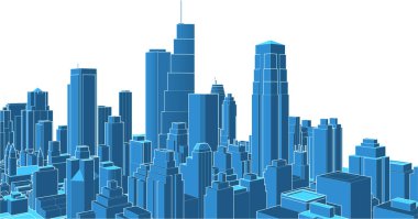 Soyut kentsel manzara kenti 3D illüstrasyon