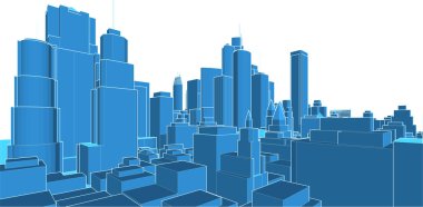 Soyut kentsel manzara kenti 3D illüstrasyon