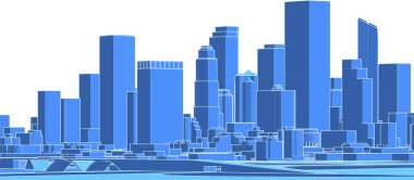 Soyut kentsel manzara kenti 3D illüstrasyon