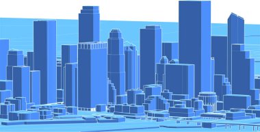 Soyut kentsel manzara kenti 3D illüstrasyon