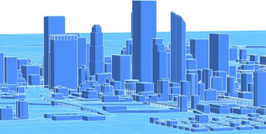 Soyut kentsel manzara kenti 3D illüstrasyon