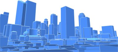 Soyut kentsel manzara kenti 3D illüstrasyon