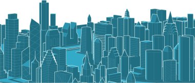 Soyut kentsel manzara kenti 3D illüstrasyon