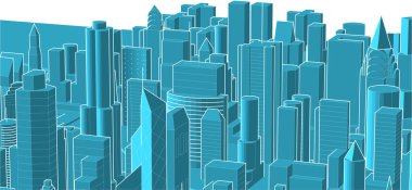 Soyut kentsel manzara kenti 3D illüstrasyon