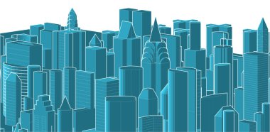 Soyut kentsel manzara kenti 3D illüstrasyon