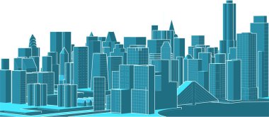 Soyut kentsel manzara kenti 3D illüstrasyon