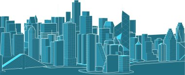 Soyut kentsel manzara kenti 3D illüstrasyon