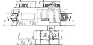 ev mimarisi projesi çizimi 3d illüstrasyon