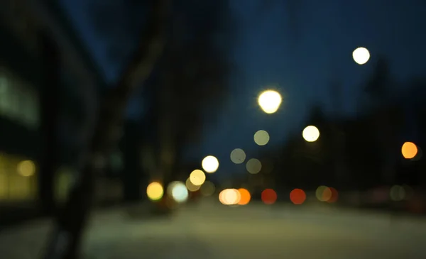Wieczorne Miasto Światło Rozmyte Tło — Zdjęcie stockowe