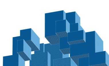 soyut modüler mimari 3d illüstrasyon