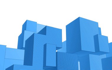 soyut modüler mimari 3d illüstrasyon