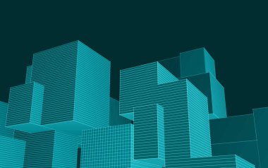 soyut modüler mimari 3d illüstrasyon