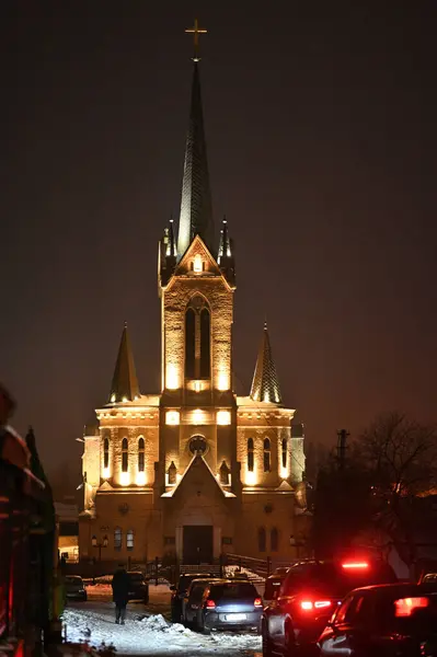 Eski Şehirdeki Katedralin Gece Manzarası — Stok fotoğraf