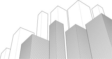 soyut şehir manzarası 3d illüstrasyon