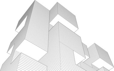 soyut modüler mimari 3d illüstrasyon