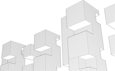 soyut modüler mimari 3d illüstrasyon