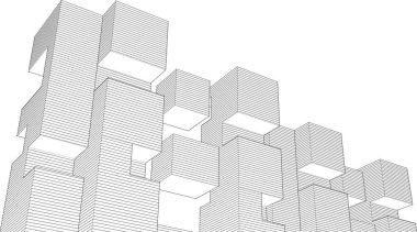 soyut modüler mimari 3d illüstrasyon