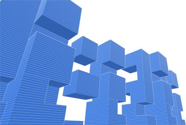 soyut modüler mimari 3d illüstrasyon
