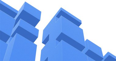 soyut modüler mimari 3d illüstrasyon