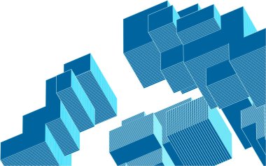 soyut modüler mimari 3d illüstrasyon