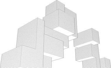 soyut modüler mimari 3d illüstrasyon