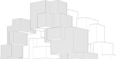 soyut modüler mimari 3d illüstrasyon