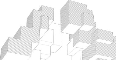 soyut modüler mimari 3d illüstrasyon