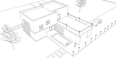 soyut modüler mimari 3d illüstrasyon