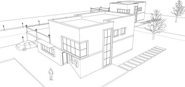 soyut modüler mimari 3d illüstrasyon