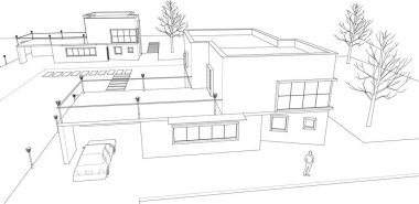 soyut modüler mimari 3d illüstrasyon