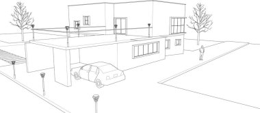 soyut modüler mimari 3d illüstrasyon