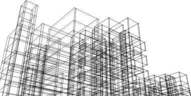 soyut modüler mimari 3d illüstrasyon