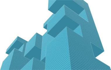 soyut modüler mimari 3d illüstrasyon