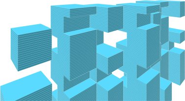 soyut modüler mimari 3d illüstrasyon