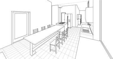 ev mimarisi projesi çizimi 3d illüstrasyon