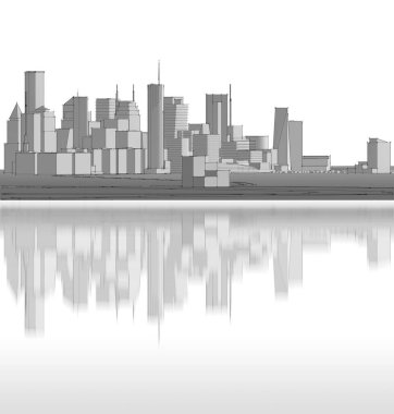 Soyut kentsel manzara kenti 3D illüstrasyon