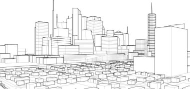 soyut şehir manzarası 3d illüstrasyon