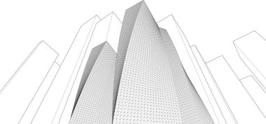 3D resimli soyut şehir manzarası