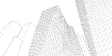 3D resimli soyut şehir manzarası