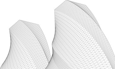 3D resimli soyut şehir manzarası